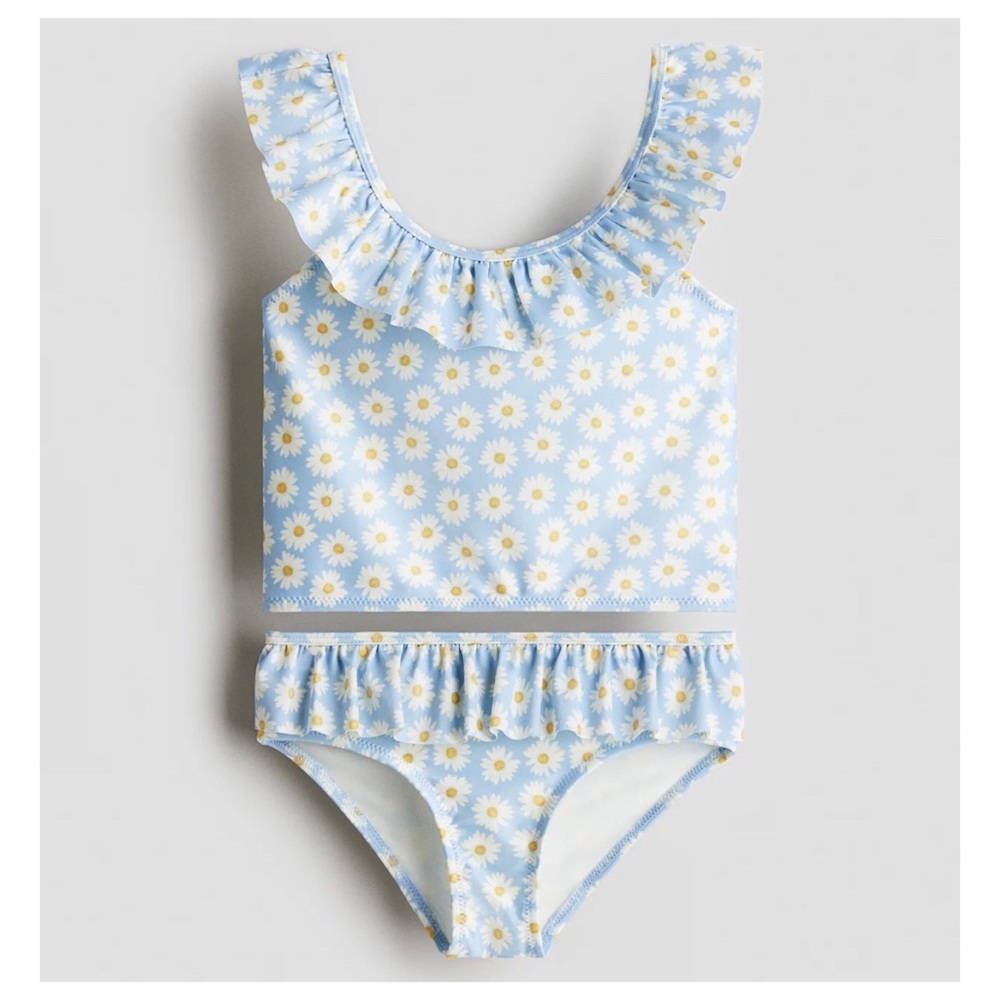 NWOT Girls Swimsuit with Ruffles & Daisy Print | 8-10Y